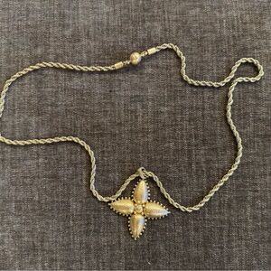 WeWoreWhat GOLD HAMMERED PENDANT NECKLACE ON ROPE CHAIN